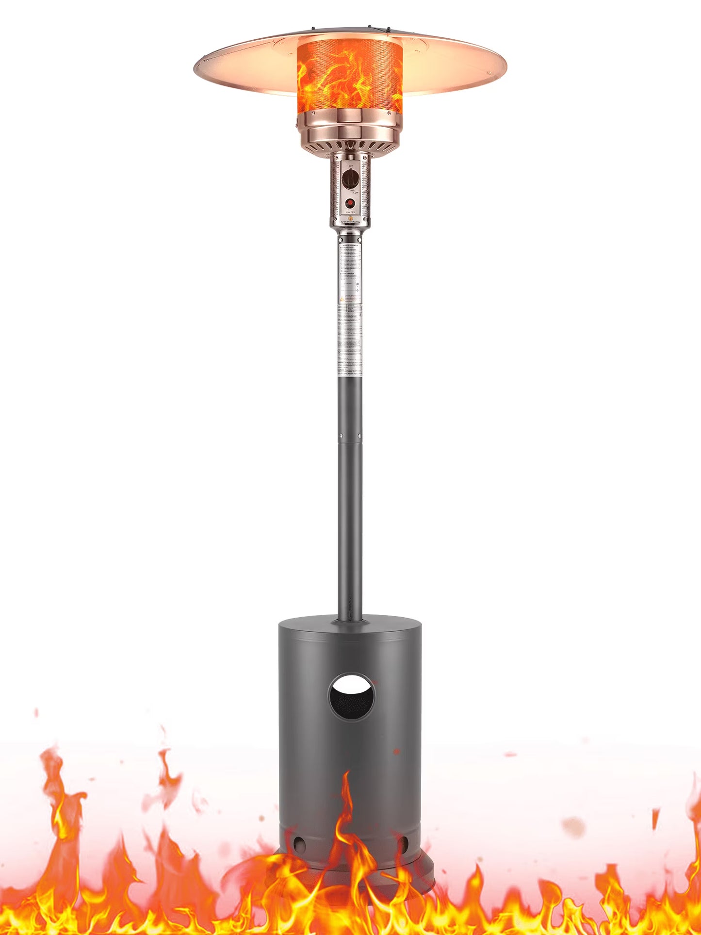 Propane Patio Heater w/12' Heating Radius, 48000 BTU Heavy Duty Heater w/Overheating Protection System, Stainless Steel Flame Heater w/Wheels, Sliver& Gray