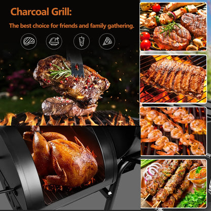 Vebreda Outdoor BBQ Grill Charcoal Barbecue Pit Patio Backyard Meat Cooker Smoker