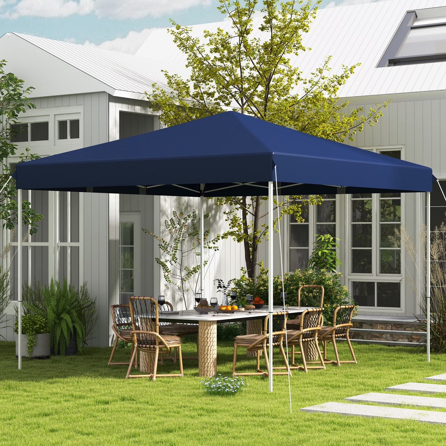 Outsunny 13' x 13' Pop Up Canopy Tent, Instant Sun Shelter, Tents for Parties, Height Adjustable for Outdoor, Garden, Patio, Parties, White
