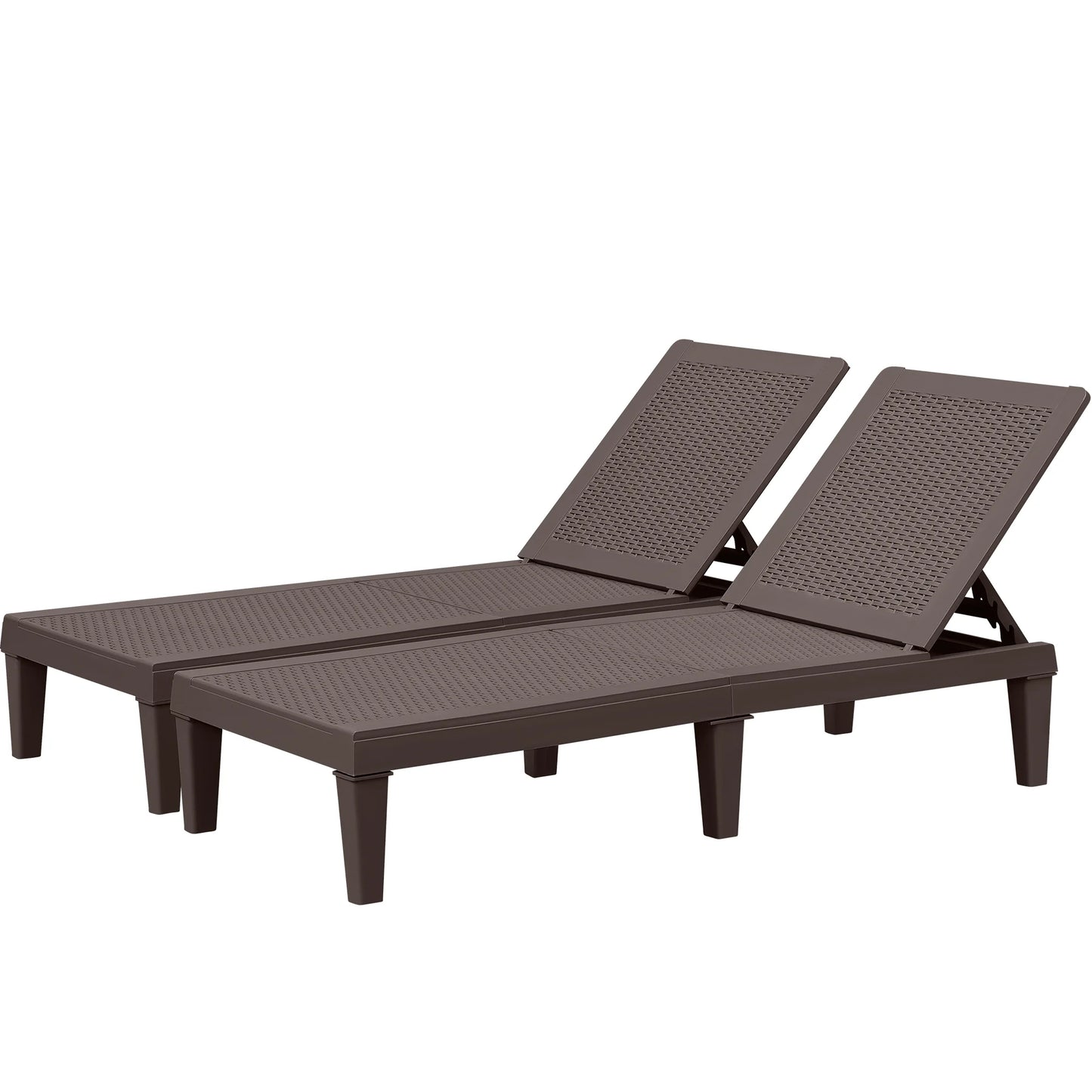 Homall 2 Pieces Patio Lounge Chair Outdoor Adjustable Chaise Lounge Chair, Dark Brown