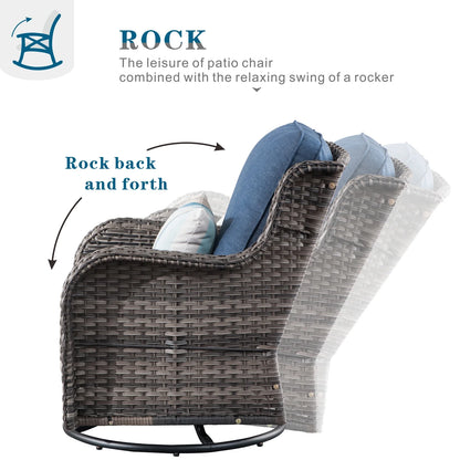 Ovios 10 Pieces Outdoor Patio Furniture Set All Weather Wicker Conversation Set Outdoor Sectional Sofa Couch with 360 Degree Swivel Rocking Chairs for Balcony