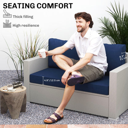Outsunny 2 Seater Patio Furniture Cushions, 5 in Outdoor Loveseat Cushions with Removable Cover, Replacement Cushions for Outdoor Furniture, Beige