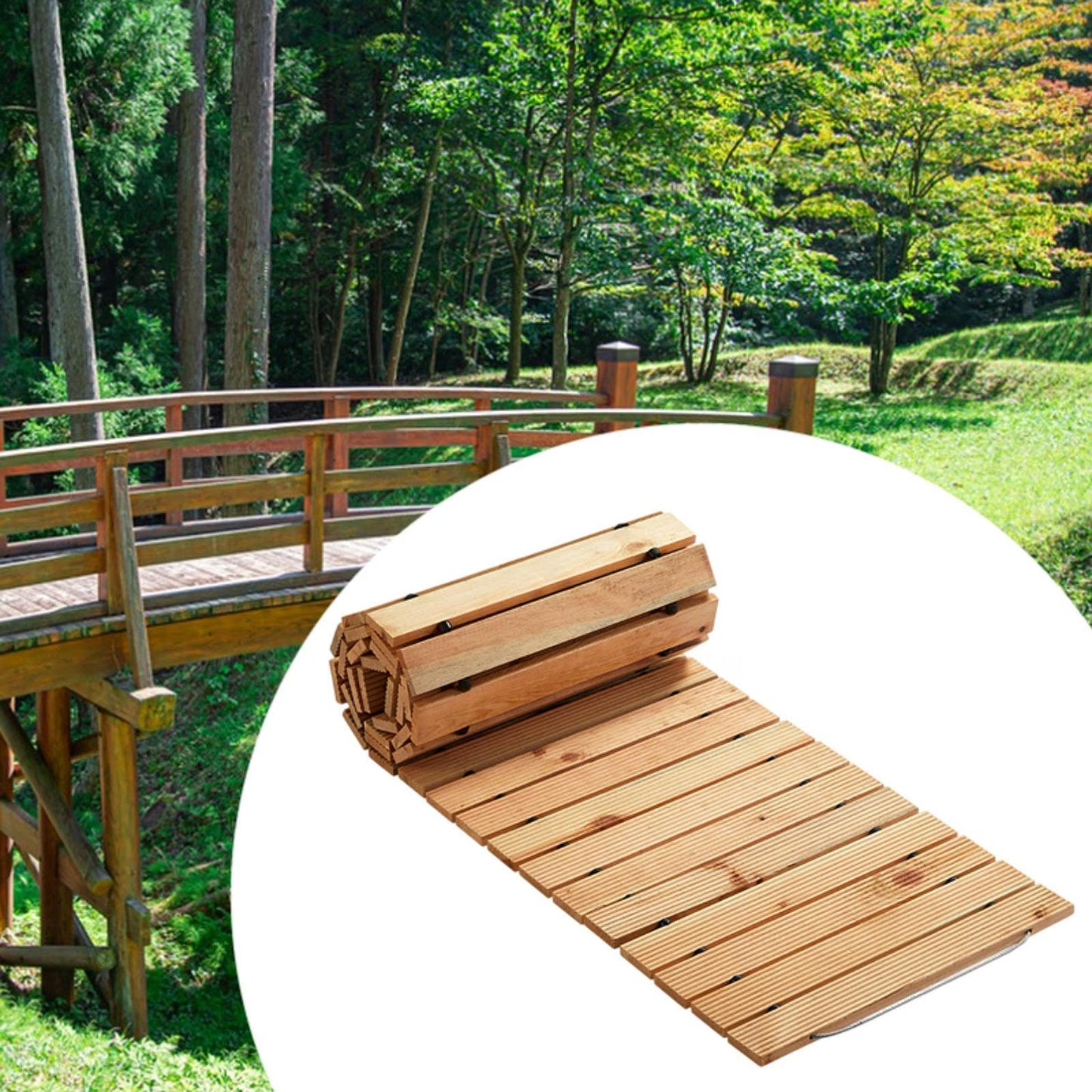 koolsoo Wooden Garden Pathway Boardwalk Decor Wood Road Floor Straight Walkway Wedding Party Pathway for Outside Beach Outdoor Patio