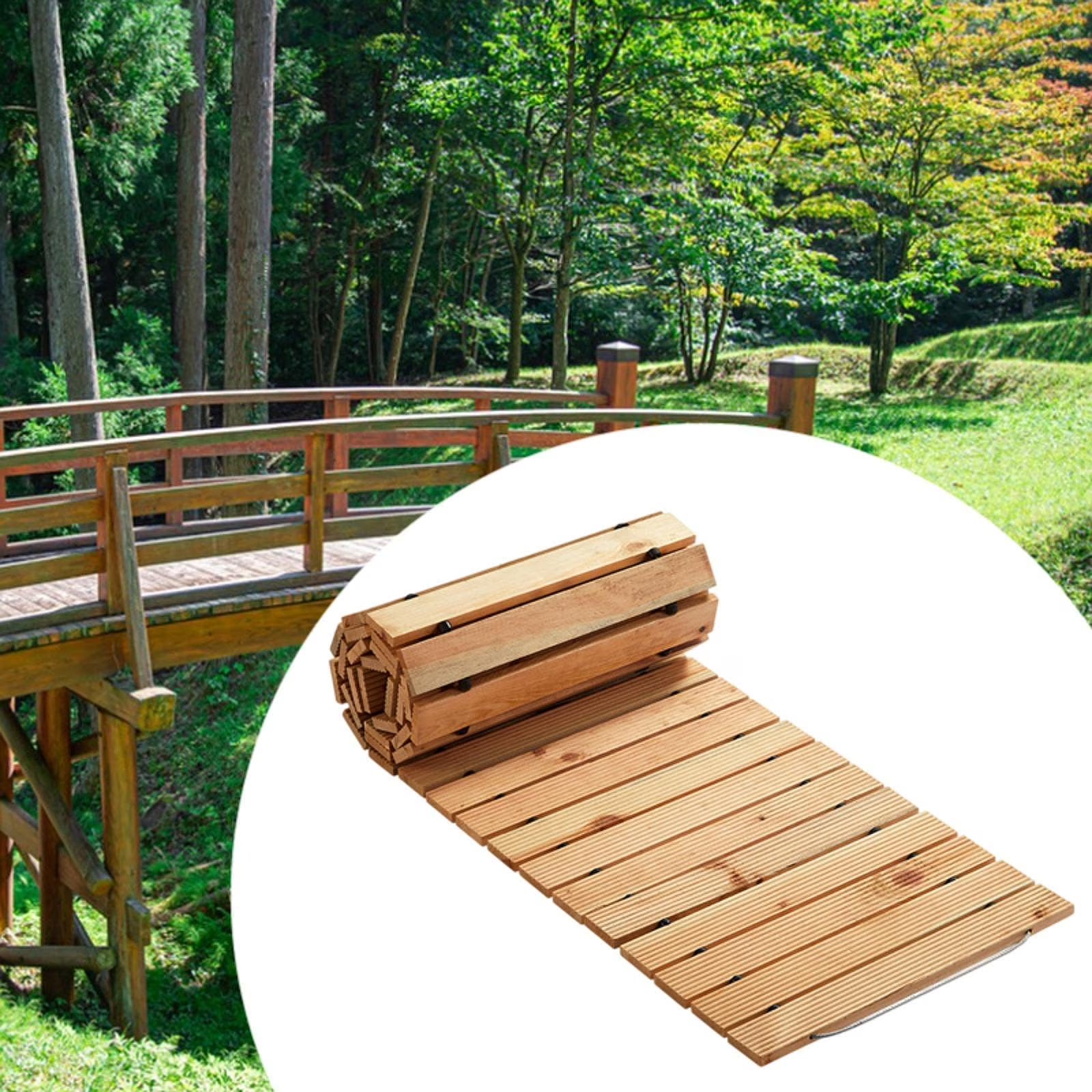 koolsoo Wooden Garden Pathway Boardwalk Decor Wood Road Floor Straight Walkway Wedding Party Pathway for Outside Beach Outdoor Patio