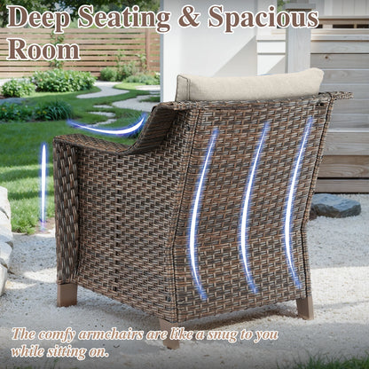 Bellefurn Outdoor Wicker Patio Chairs Set of 2 with Side Table,All-Weather Wicker Rattan Chairs Patio Furniture Chairs for Porch Balcony Backyard Yard Deck