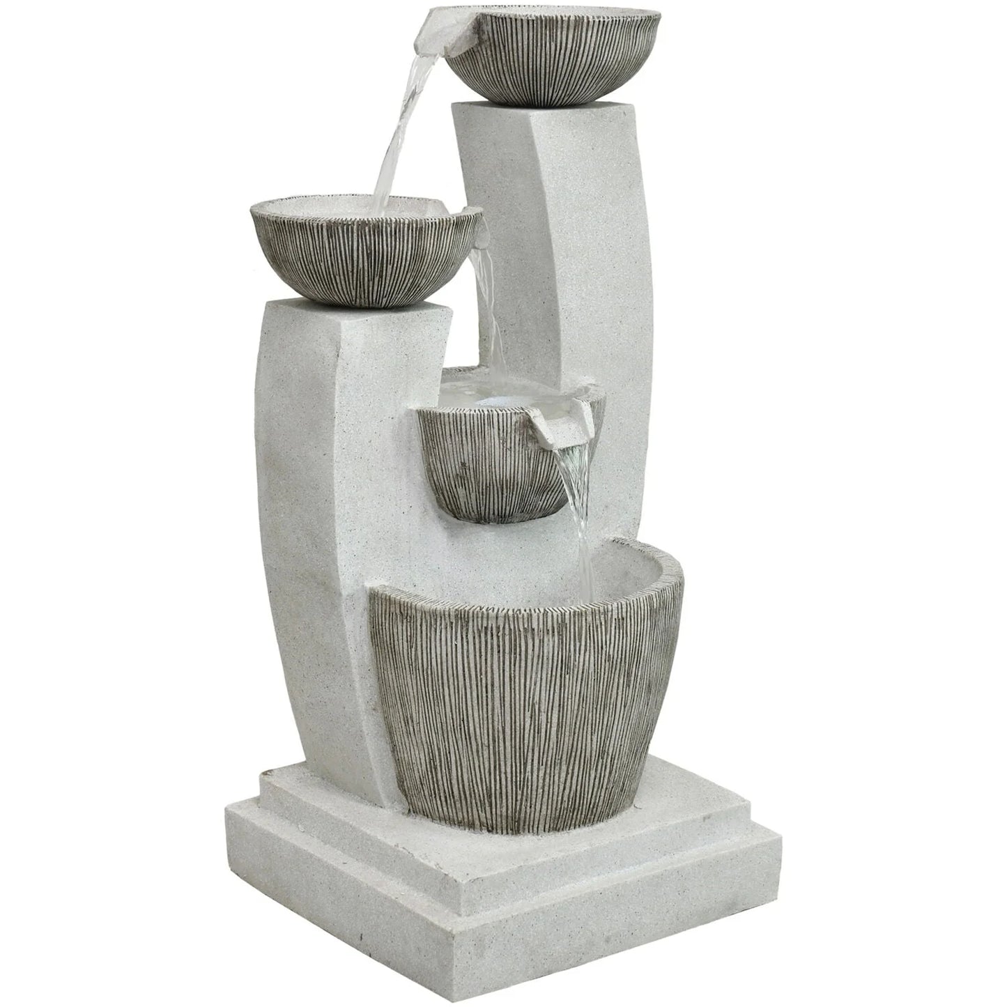 Hanover 32.5-In. Contemporary Basin Indoor or Outdoor Garden Fountain with LED Lights for Patio, Deck, Porch, HAN033FNTN-01