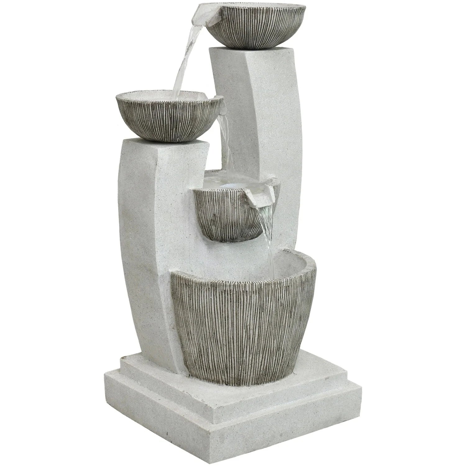 Hanover 32.5-In. Contemporary Basin Indoor or Outdoor Garden Fountain with LED Lights for Patio, Deck, Porch, HAN033FNTN-01