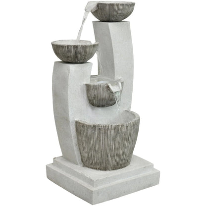 Hanover 32.5-In. Contemporary Basin Indoor or Outdoor Garden Fountain with LED Lights for Patio, Deck, Porch, HAN033FNTN-01