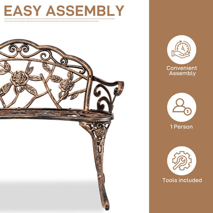 Ktaxon Outdoor Patio Park Garden Bench Courtyard Leisure Rose Cast Aluminum, Outdoor Loveset, Bronze
