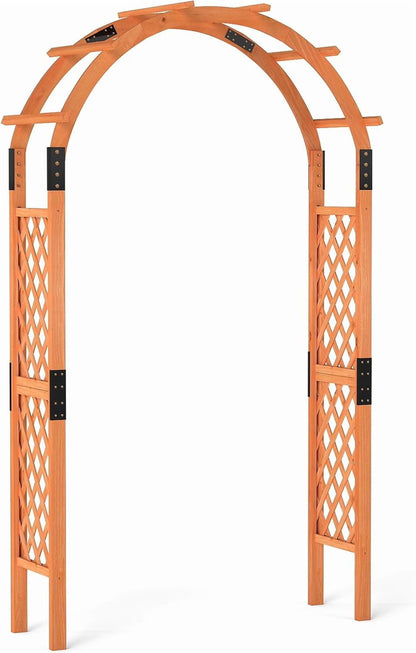 Moccha 7.7 FT Garden Arbor, 93" Wood Arbor Trellis for Climbing , Rose, Ivy, Outdoor Archway Pergola, Solid Wood Backdrop Stand, Garden Arch for Lawn Patio Bridal Party Pathway Ceremony Wedding