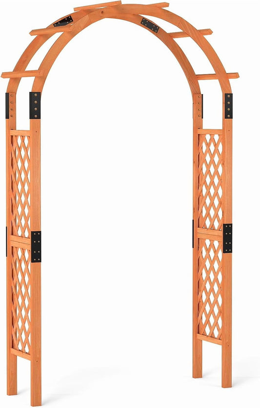 Moccha 7.7 FT Garden Arbor, 93" Wood Arbor Trellis for Climbing , Rose, Ivy, Outdoor Archway Pergola, Solid Wood Backdrop Stand, Garden Arch for Lawn Patio Bridal Party Pathway Ceremony Wedding