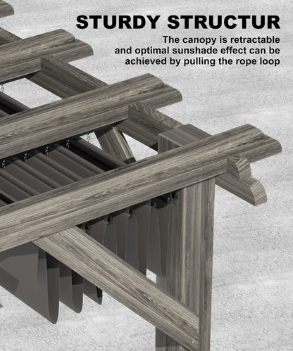TROPOW 10'X 10' Cedar Wood Pergola with Solid Structure, Retractable Shade Canopy, Durable, Rot Resistant, Patio Pergola for Backyard, Deck, Garden, Outdoor Entertaining