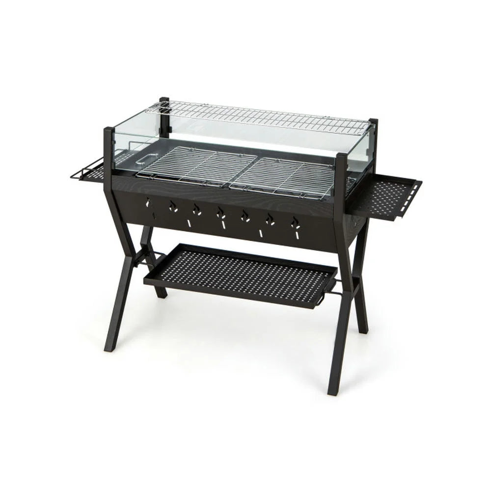 Topcobe Barbecue Charcoal Grills with Wind Guard Seasoning Racks, Cooking Space for Backyard, Patio and Parties-Black