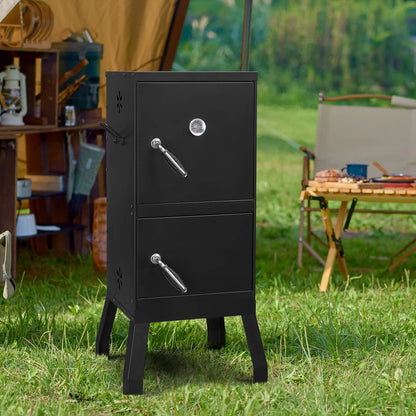 Zimtown Charcoal Grill BBQ Smoker Outdoor Barbecue Pit with 3 Levels Patio Backyard Black