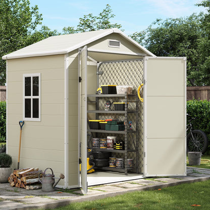 UDPATIO Outdoor Storage Shed 5x3 FT, Resin Garden Shed for Backyard, Patio, Lawn, Grey & White