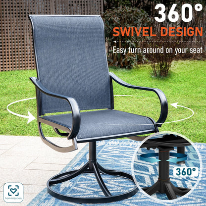 Sophia & William 7 Piece Outdoor Patio Dining Set Highback Textilene Chairs and Metal Table Furniture Set for 6, Blue