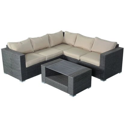 Costway 4 PCS 6 Seat Patio Garden Sofa Set Rattan Wicker Furniture Cushion