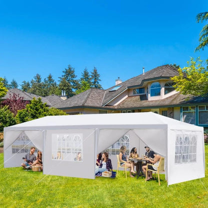 10'x30' Party Tent Outdoor Wedding Event Tents with 8 Removable Sidewalls, Heavy Duty Gazebo, Large Canopy Waterproof for Parties Patio Birthday All Season White