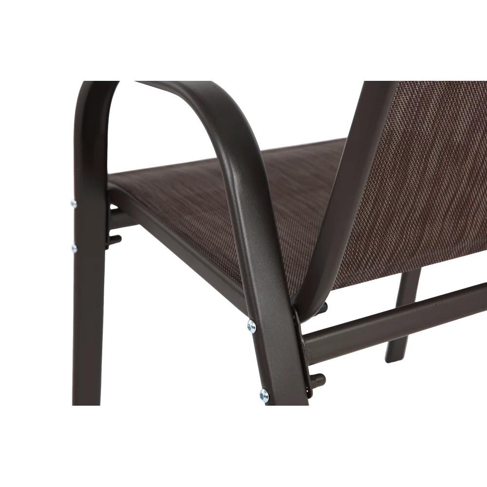 4 Piece Patio Chairs, Outdoor Camping Chairs with Breathable Textilene Fabric, Set of 2 Garden Chairs with Armrest High Backrest for Garden Patio Pool Beach Yard Space Saving ( Brown)