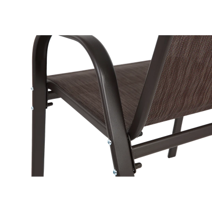 4 Piece Patio Chairs, Outdoor Camping Chairs with Breathable Textilene Fabric, Set of 2 Garden Chairs with Armrest High Backrest for Garden Patio Pool Beach Yard Space Saving ( Brown)