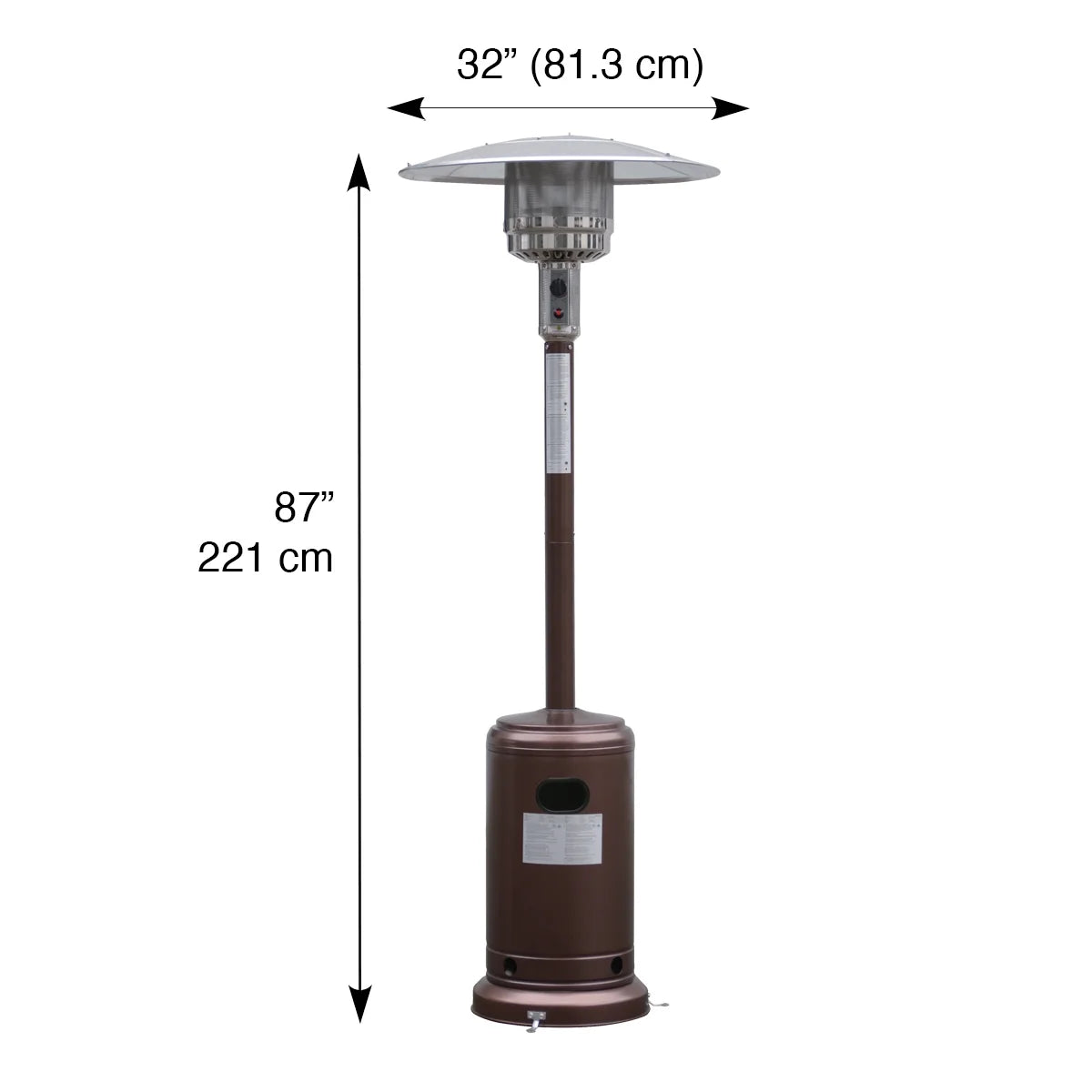 Blue Sky Outdoor Living 48,000 BTU Floor Standing Propane Outdoor Patio Heater, Bronze Hammered