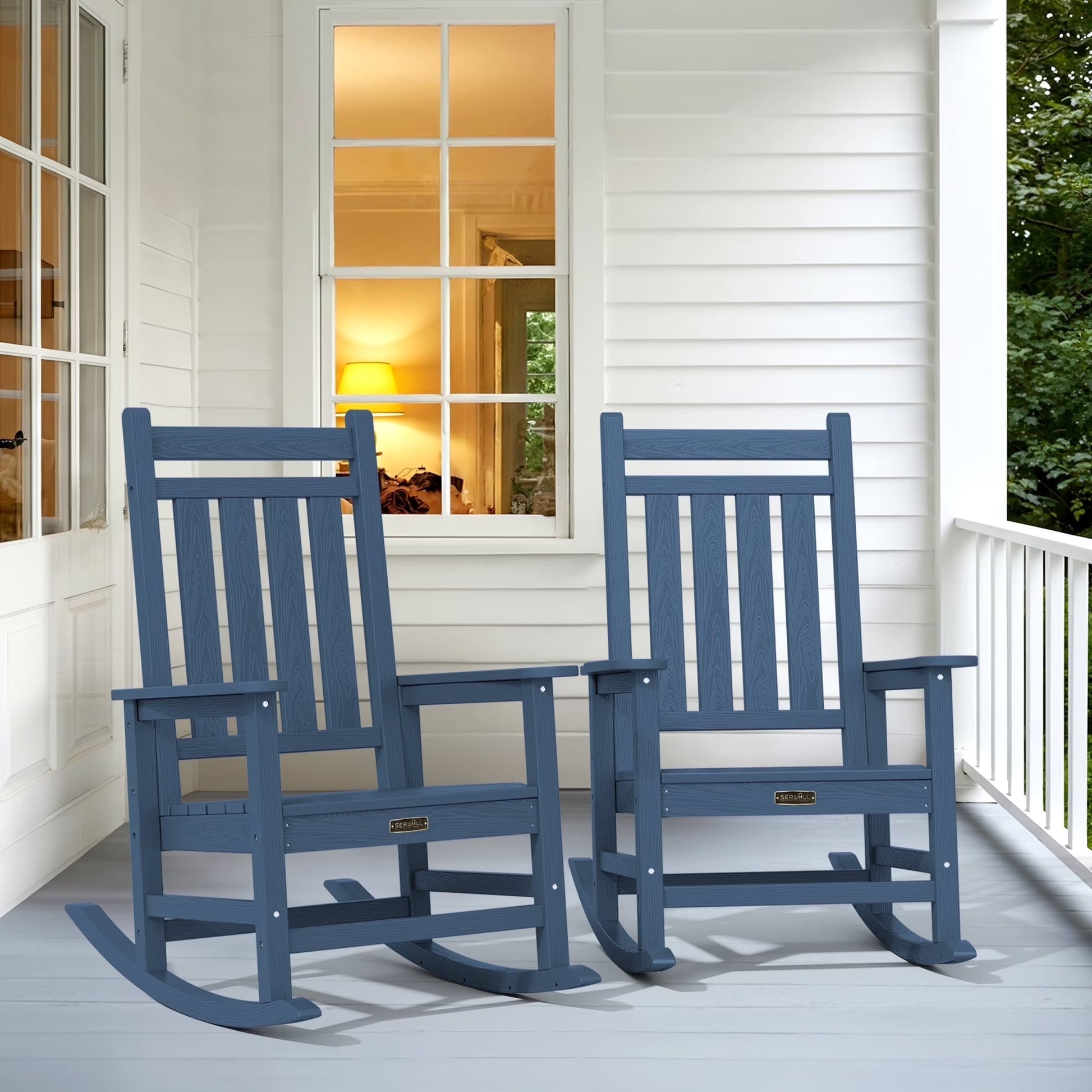 SERWALL Outdoor Rocking Chair, HDPE Patio Rocker for Lawn, Porch, Grey