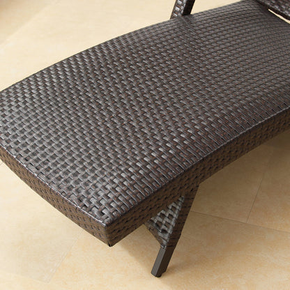 Ulax Furniture Outdoor Woven Padded 2 Pieces Aluminum Chaise Lounge Chairs Patio Armed Lounger Adjustable Chair with Wheels and Quick Dry Foam(Dark Brown)