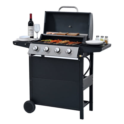 MEWANG 3-Burner Propane Gas Grill, 26000 BTU Stainless BBQ for Patio Garden | Outdoor Grill with Foldable Shelves