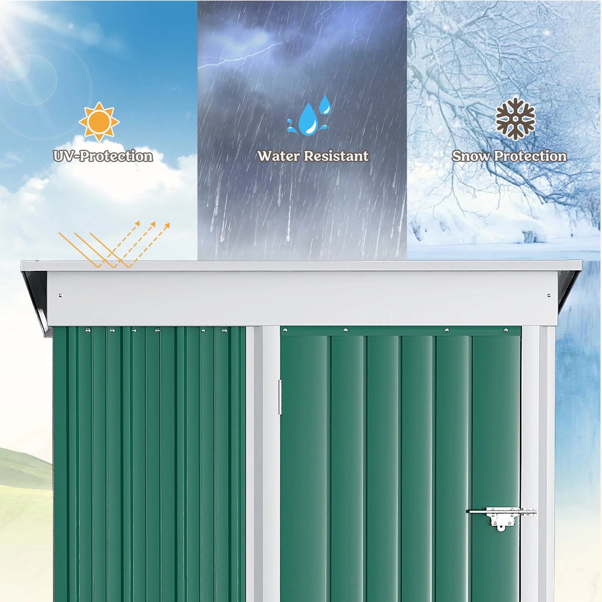 Vineego Metal Outdoor Storage Shed 5FT x 3FT, Steel Utility Tool Shed Storage House with Door & Lock, for Backyard Outdoor Patio,Green