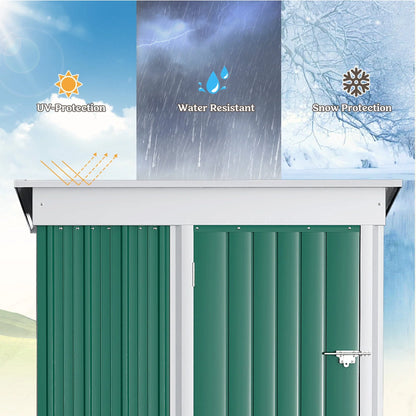 Vineego Metal Outdoor Storage Shed 5FT x 3FT, Steel Utility Tool Shed Storage House with Door & Lock, for Backyard Outdoor Patio,Green