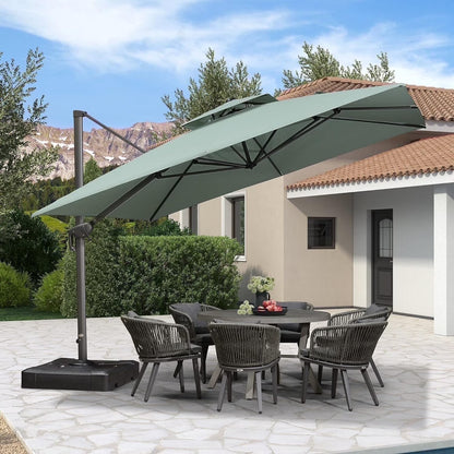 PURPLE LEAF Outdoor Cantilever Umbrella 10' X 13' Rectangle Umbrella Large Patio Umbrella Windproof Heavy Duty Hanging Offset Umbrella for Garden Outdoor Pool, Dark Grey