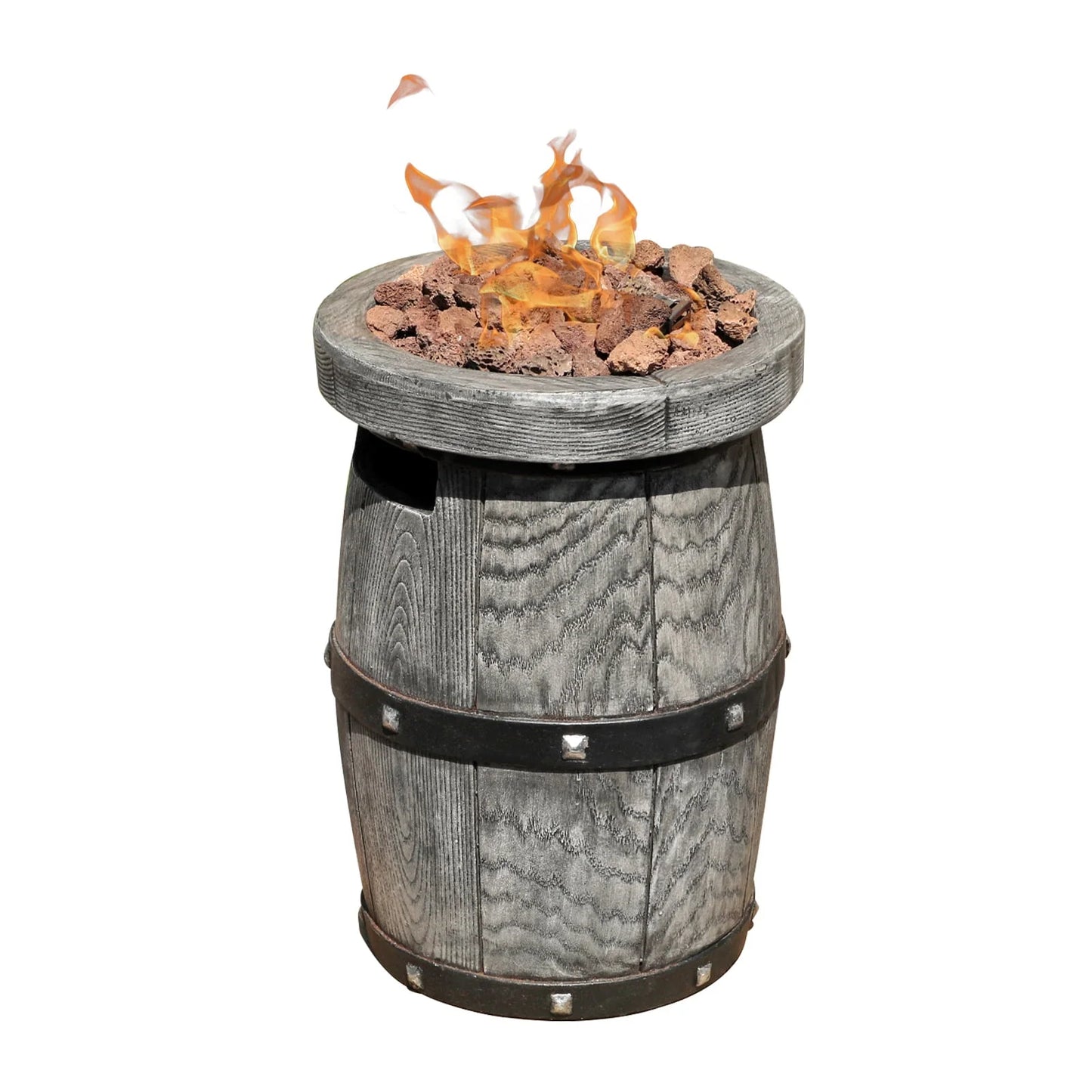 Tabletop Fireplace Small Propane Fire Pit, Patio Outdoor 10inch Portable Concrete Tabletop Gas Fire Bowl, Round-Wood Pattern Brown