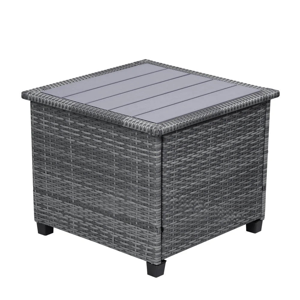 8 Piece Patio Outdoor Furniture Set, PE Rattan Sectional Sofa Set with 2 Tea Tables, Ottoman & Washable Cushions, All-Weather Wicker Conversation Couch Set for Patio, Deck, Garden, Backyard, K2460