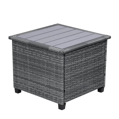 8 Piece Patio Outdoor Furniture Set, PE Rattan Sectional Sofa Set with 2 Tea Tables, Ottoman & Washable Cushions, All-Weather Wicker Conversation Couch Set for Patio, Deck, Garden, Backyard, K2460