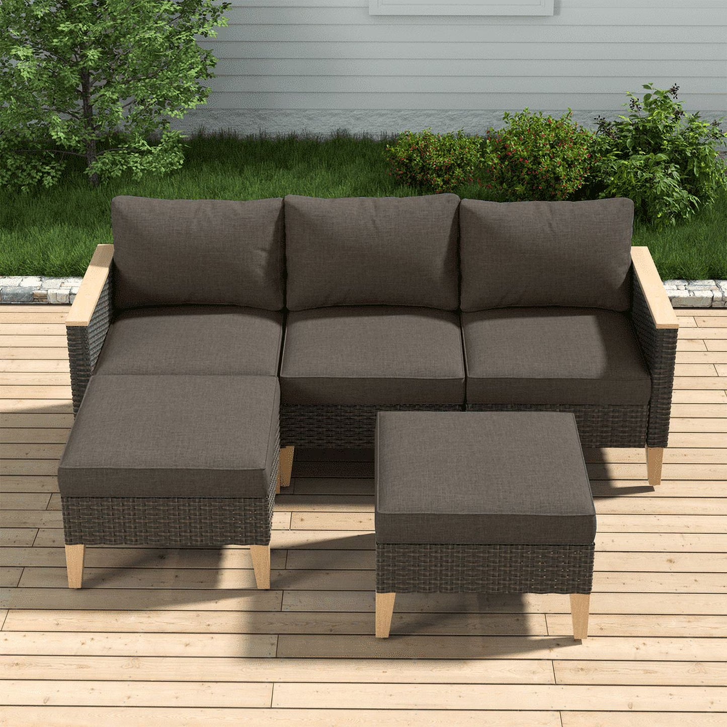 POCASSY 92.71" Wide Outdoor Reversible Patio Sectional with Cushions