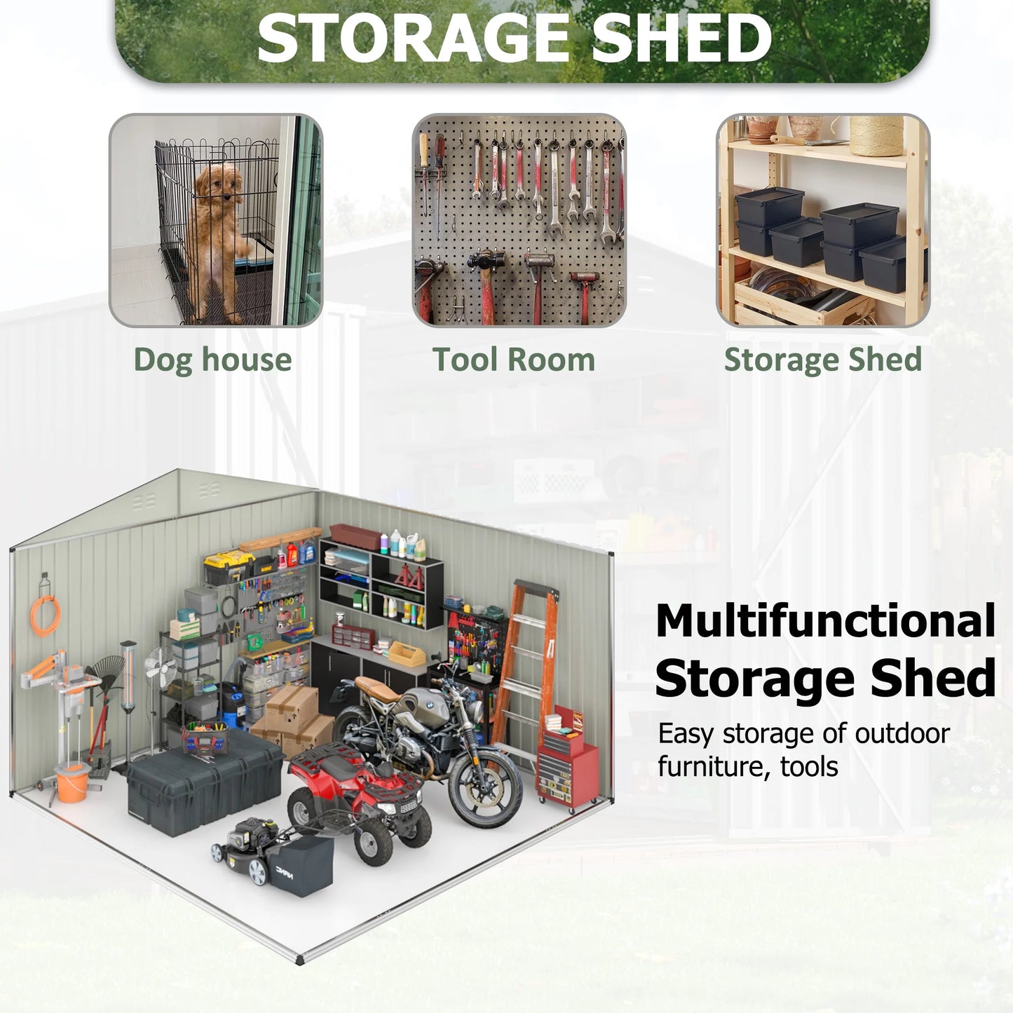 NETAJE 5'x3' Outdoor Metal Storage Shed with Updated Frame Structure and Lockable Doors for Backyard Garden Patio Lawn, Brown