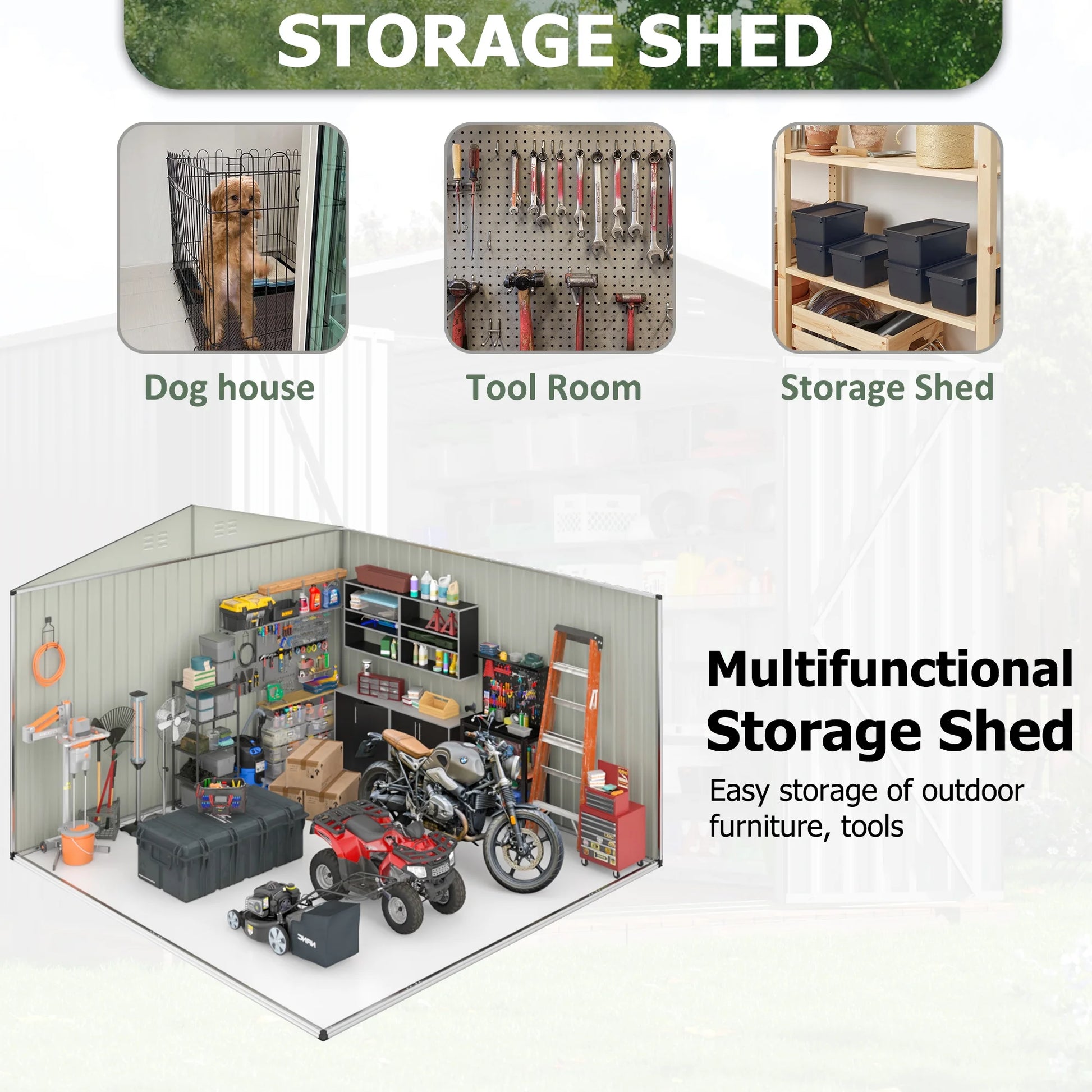 NETAJE 5'x3' Outdoor Metal Storage Shed with Updated Frame Structure and Lockable Doors for Backyard Garden Patio Lawn, Brown