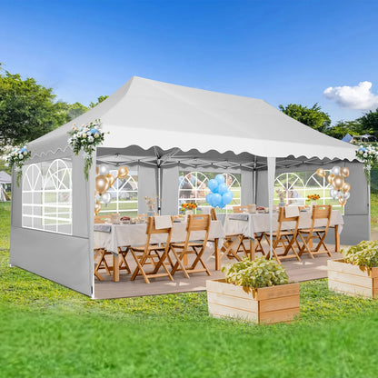HOTEEL Canopy 10'x20' Pop Up Canopy Tent Heavy Duty Waterproof Adjustable Commercial Instant Canopy Outdoor Party Canopy Parties,Wedding,Outside Patio,Event,Backyard,White