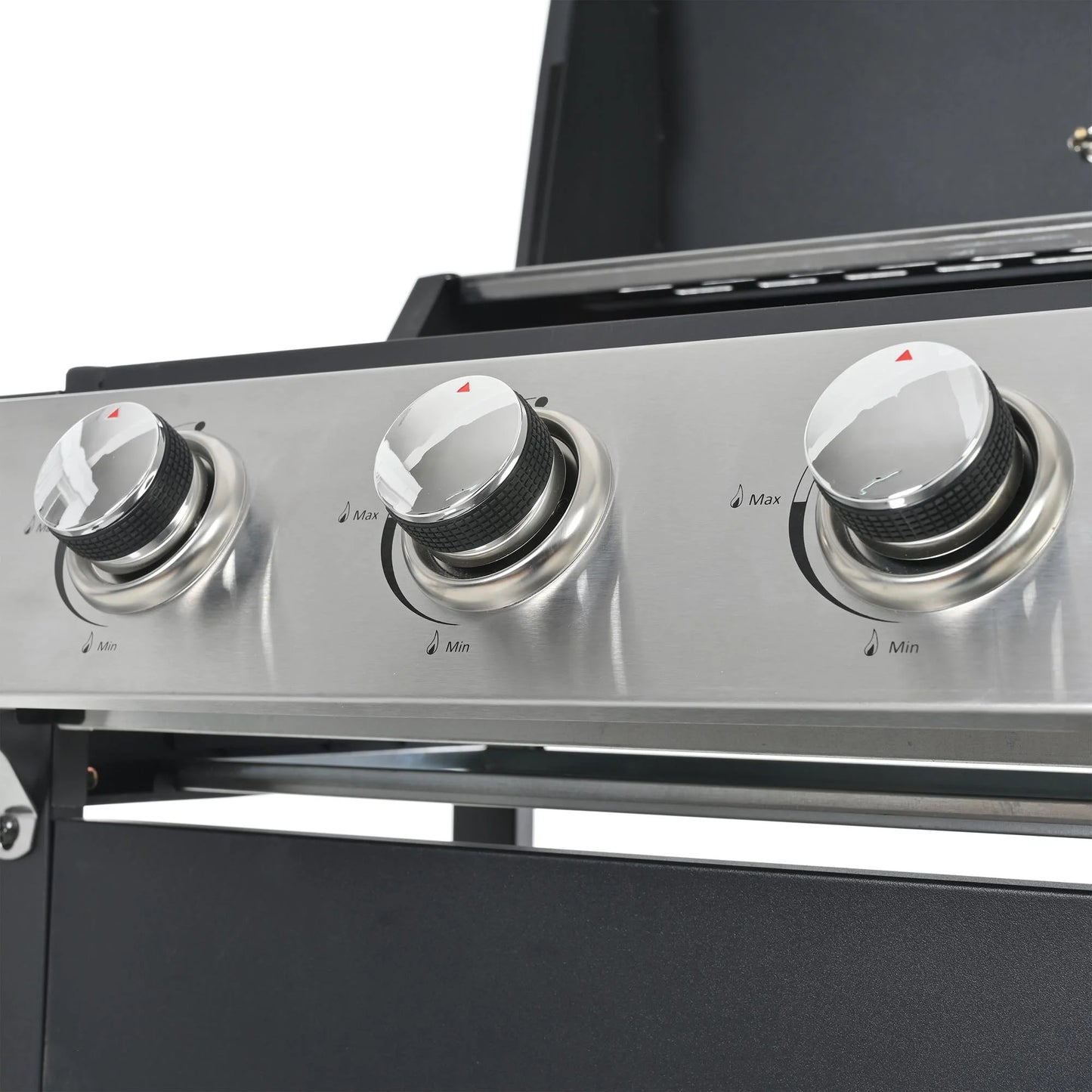 3 Burners BBQ Propane Gas Grill Side Burner & Thermometer, Stainless Steel 25,650 BTU Output Stainless Steel Grill for Patio Garden Barbecue Two Shelves (3-Burners Grill)