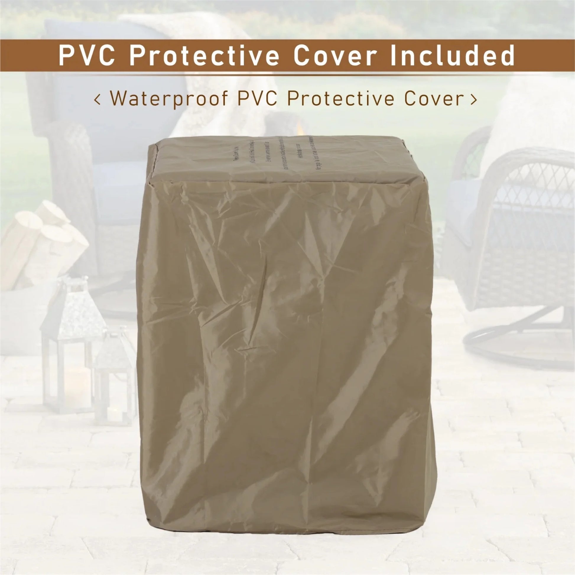 MF Studio 18" Outdoor Patio Propane Gas Fire Pit Column with Waterproof Cover & CSA Certificate, 30,000 BTU