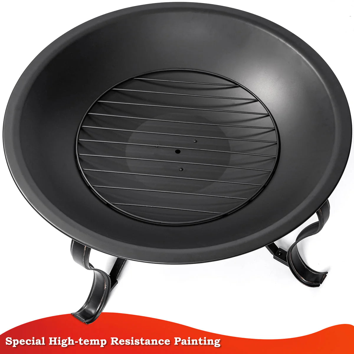 SinglyFire 30inch Fire Pits for Outside Firepit Outdoor Fire Pit Wood Burning Portable Firepit Bonfire Pit Steel Round Outdoor Fireplace for Deck Camp Patio with Ash Plate,Spark Screen,Log Grate,Poker