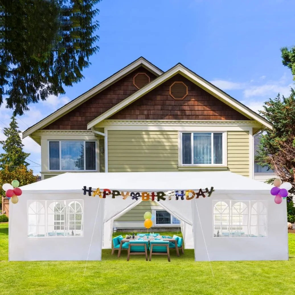 10'x30' Party Tent Outdoor Wedding Event Tents with 8 Removable Sidewalls, Heavy Duty Gazebo, Large Canopy Waterproof for Parties Patio Birthday All Season White