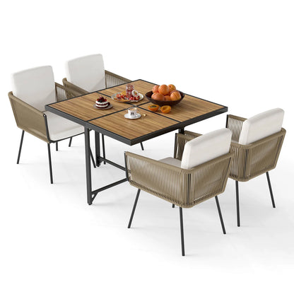 Costway 5 Pieces Patio Dining Set Outdoor Rectangular Table and Chairs Furniture Set