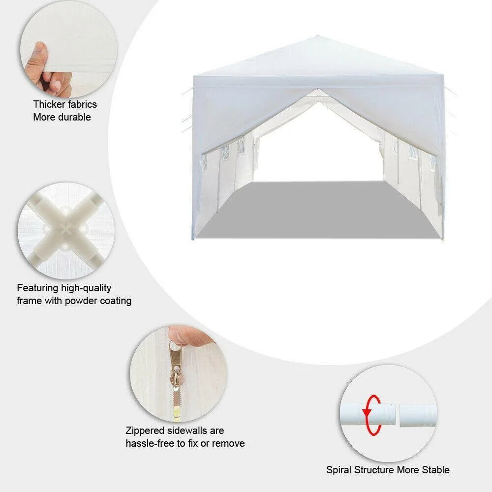 Veado Outdoor Party Tent, Patio Canopy Tent Gazebo with Removable Sidewalls Instant Event Tent for Cater Events Wedding Birthday Pavilion Beach BBQ (10'x30')