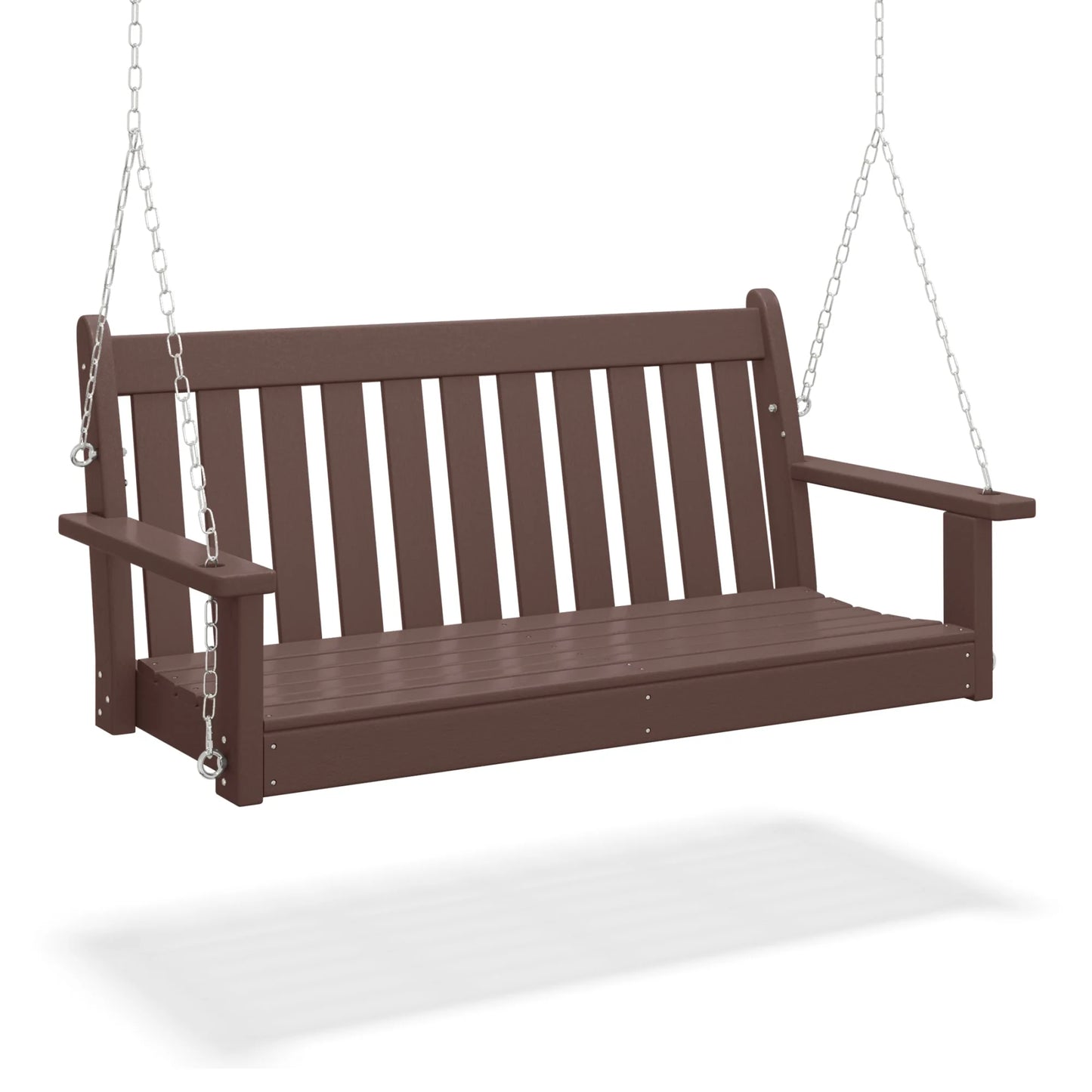 WestinTrends Malibu Outdoor Patio HDPE Hanging Front Porch Swing Bench, Dark Brown