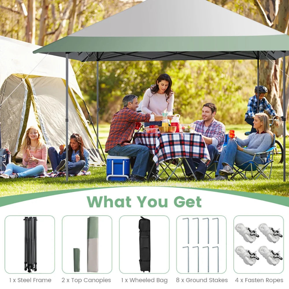 Resenkos 13 x 13 Feet Pop-Up Patio Canopy Tent with Shelter and Wheeled Bag-Gray, Outdoor Gazebo Wedding Party Tent Canopy Tent for Outside Party Waterproof Tent