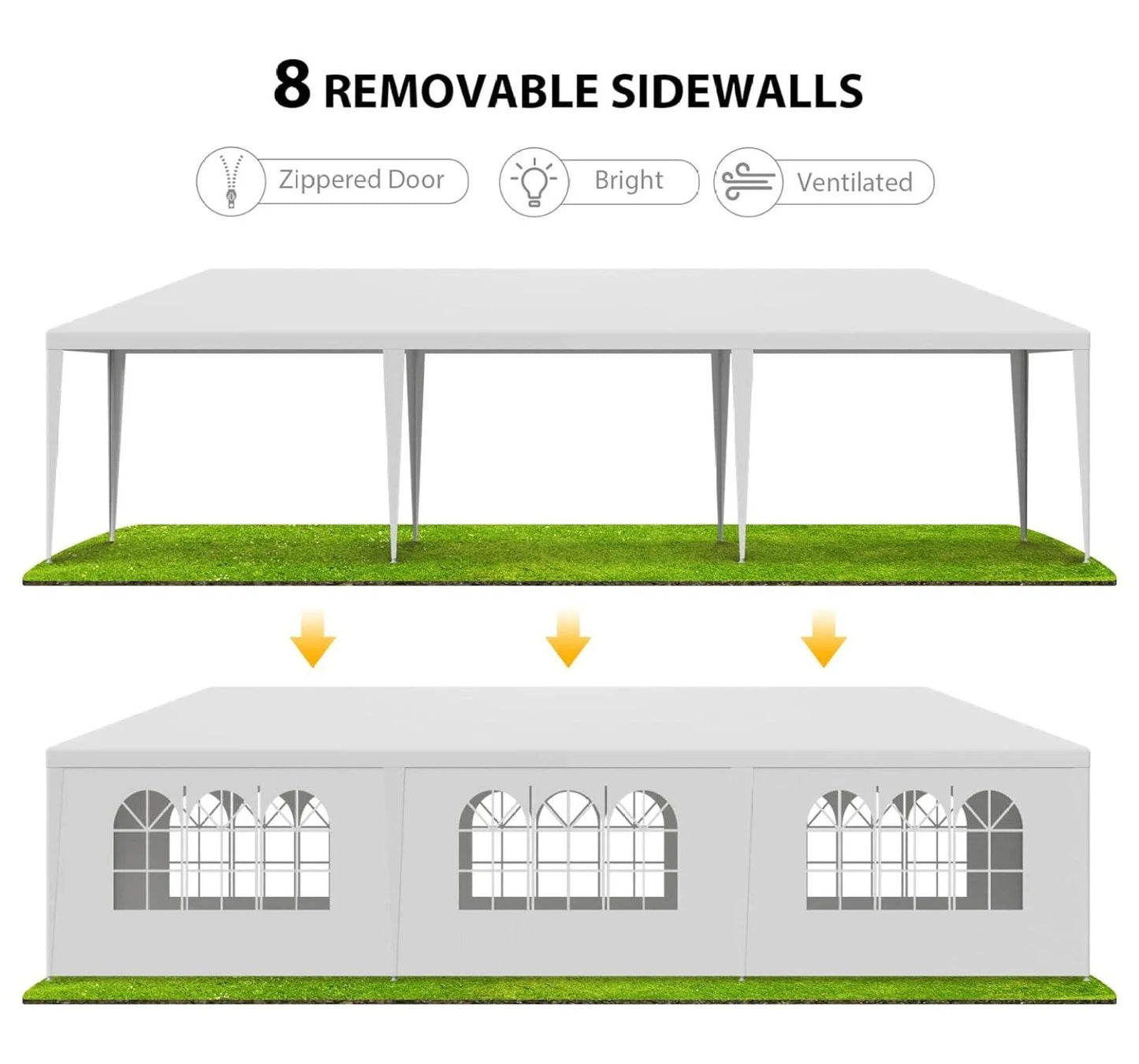 10'x30' Outdoor Canopy Tent Patio Camping Gazebo Shelter Pavilion Cater Party Wedding BBQ Events Tent w/Removable Sidewalls