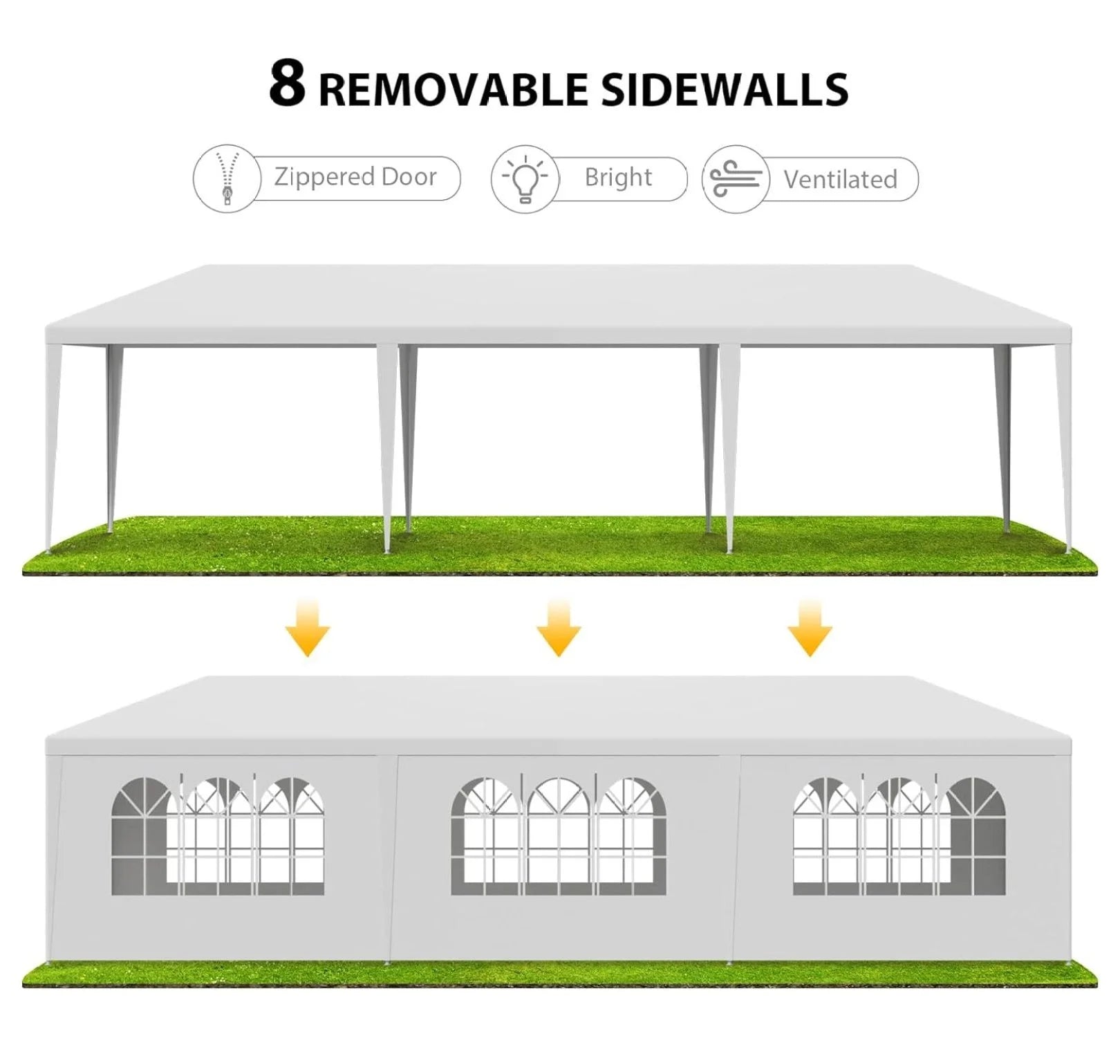 10'x30' Outdoor Canopy Tent Patio Camping Gazebo Shelter Pavilion Cater Party Wedding BBQ Events Tent w/Removable Sidewalls