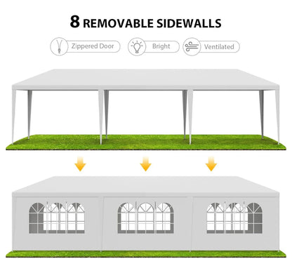10'x30' Outdoor Canopy Tent Patio Camping Gazebo Shelter Pavilion Cater Party Wedding BBQ Events Tent w/Removable Sidewalls