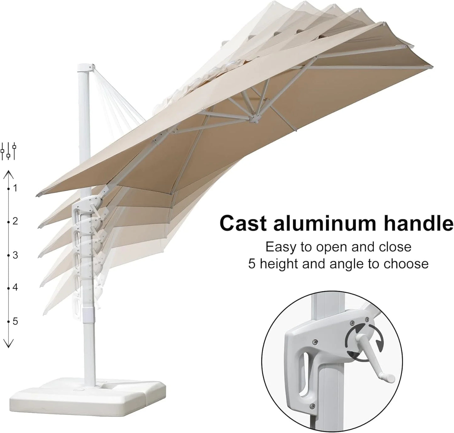PURPLE LEAF 9 11.5 FT Patio Umbrella White Cantilever Offset Umbrella Rectangle Outdoor Umbrella with 360° Rotation for Garden Deck Pool, Beige